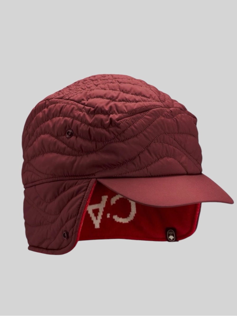 NWT Team Canada Quilted Trapper Hat COC Logo In Crimson / Red / White | Size S/X